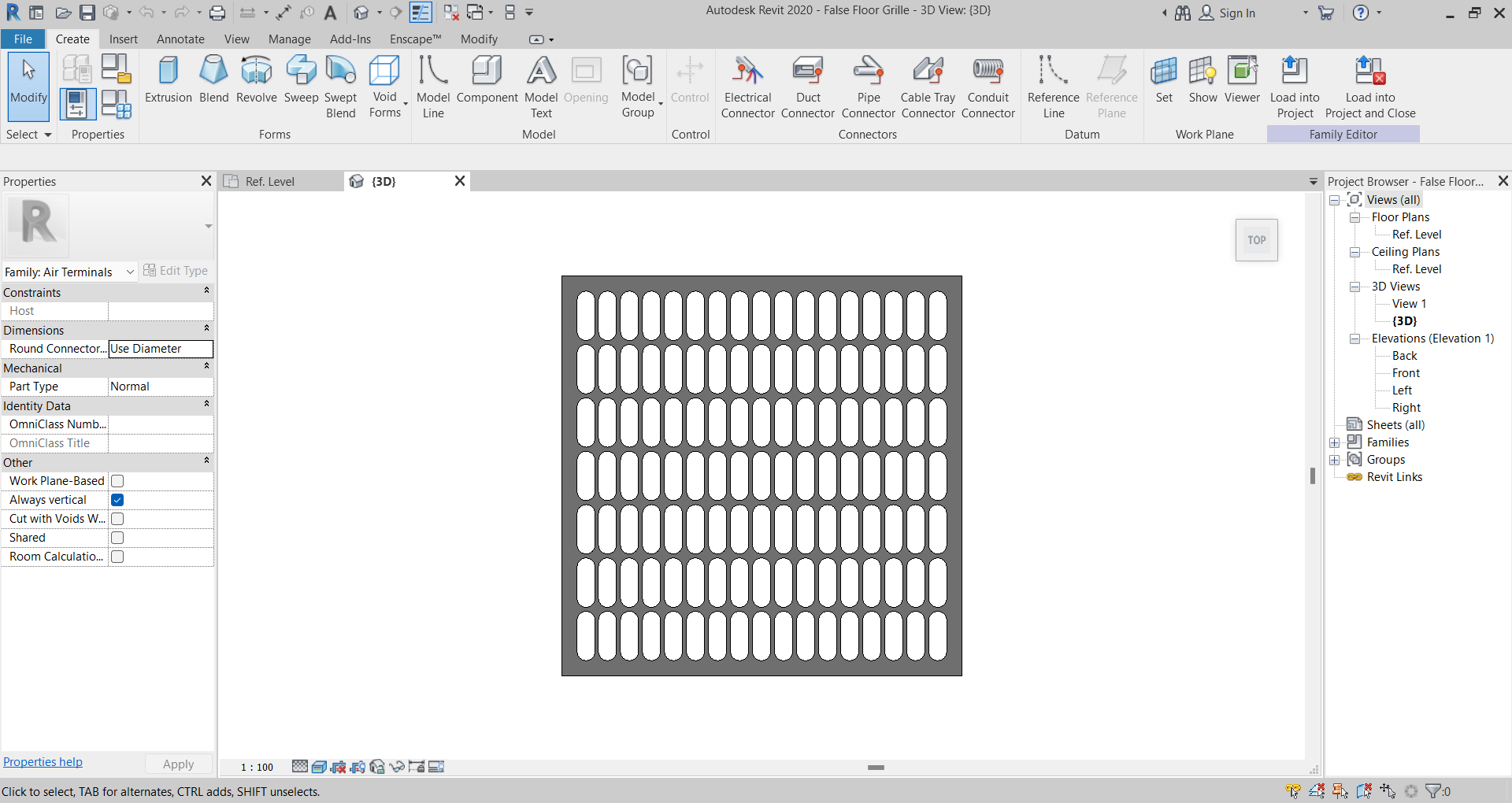 Data Center False Floor Grille Revit Family