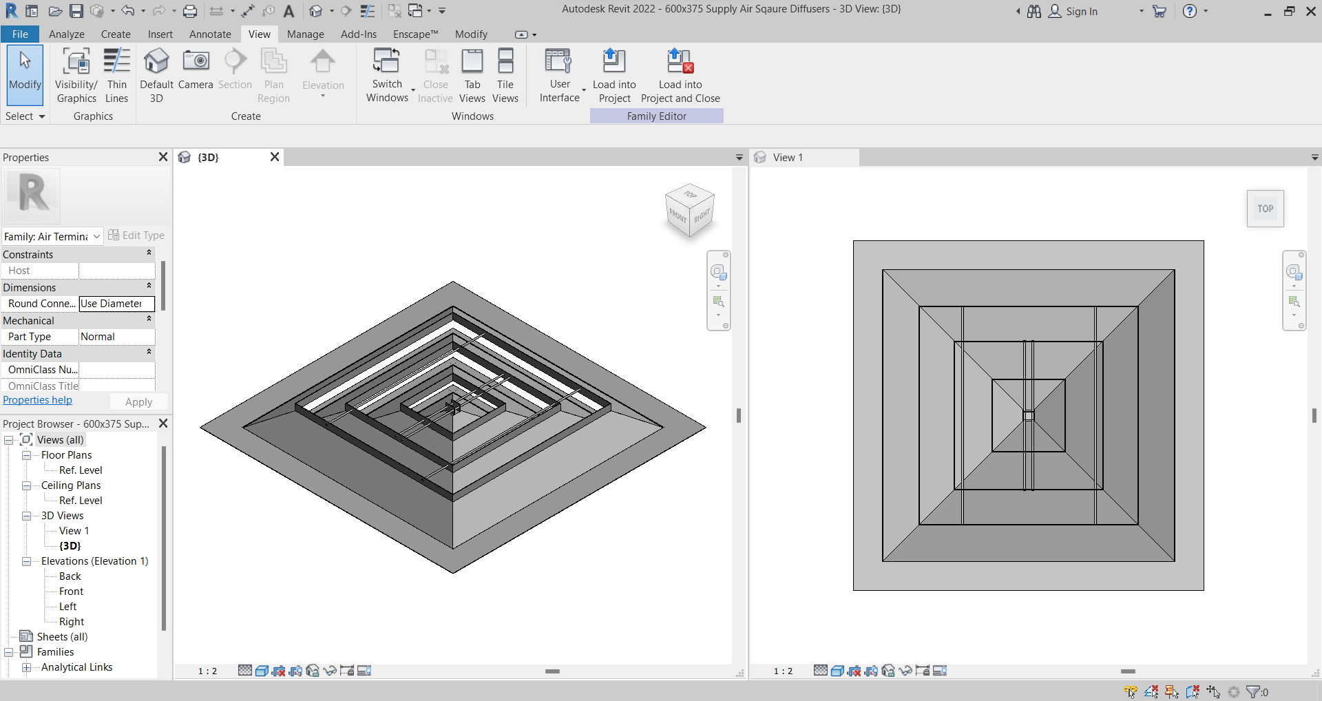 Square Diffuser Revit Family